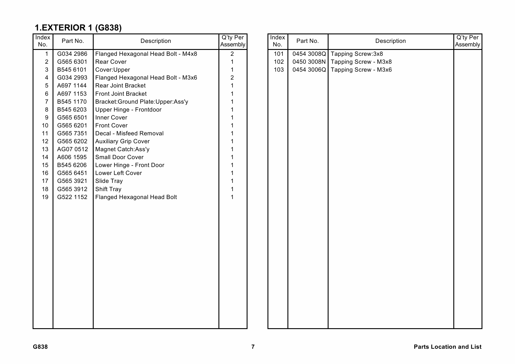 RICOH Options SR3040 G838 FINISHER Parts Catalog PDF download-4